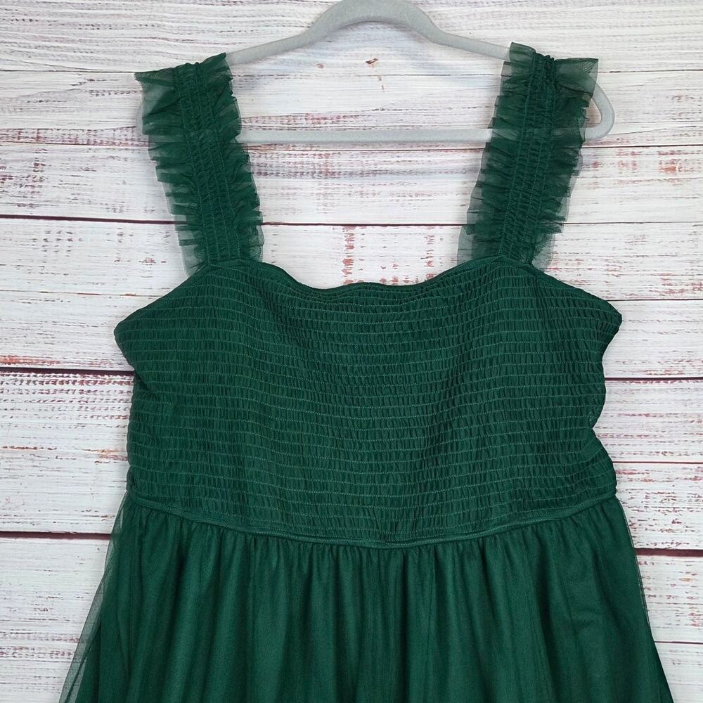 Pretty Garden Emerald Green MIdi Dress 2XL Tier Chiffon Whimsigoth Forest Fairy - Picture 3 of 16